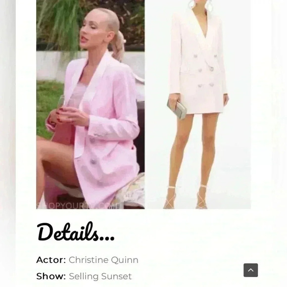 Balmain Jacket Dress Double Breasted Oversized Long Blazer Pink Crepe Mini Dress - Picture 5 of 15